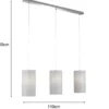 LED Pendelleuchte 3 flammig mit Dekor Stoffschirmen Zylinder Grau, Breite 110cm