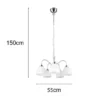 LED Pendelleuchte 5-flammig mit Glas Lampenschirmen Weiß, Ø 55cm