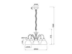 LED Pendelleuchte 5-flammig mit Glas Lampenschirmen Weiß, Ø 55cm