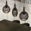 LED Pendelleuchte 3-flammig mit Drahtgeflecht Schwarz, Breite 86cm