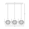 LED Pendelleuchte 3-flammig mit Gitter Lampenschirmen Schwarz, Breite 120cm