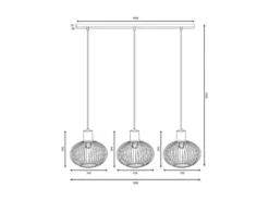 LED Pendelleuchte 3-flammig mit Gitter Lampenschirmen Schwarz, Breite 120cm