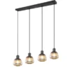 LED Pendelleuchte 4-flammig mit Glasschirmen Chrom bedampft, B: 90cm