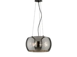 LED Pendelleuchte 3-flammig rund aus Rauchglas Industrial, Ø 40cm