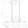 LED Pendelleuchte 4-flammig Weiß höhenverstellbar mit Stoffschirmen, B: 80cm