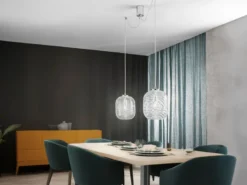 LED Pendelleuchte 2-flammig Wellenmuster Klarglas, Abhängung bis 250cm