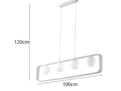 LED Pendelleuchte 4-flammig Weiß Glaskugeln Opalweiß, Breite 100cm