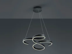 LED Pendelleuchte FRANCIS Anthrazit Stufen Dimmer geschwungen, Breite 72cm