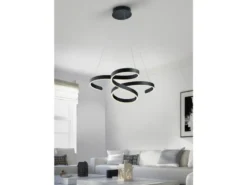 LED Pendelleuchte FRANCIS Anthrazit Stufen Dimmer geschwungen, Breite 72cm