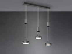 LED Pendelleuchte FRANKLIN 3-flammig höhenverstellbar dimmbar Anthrazit, B: 85cm