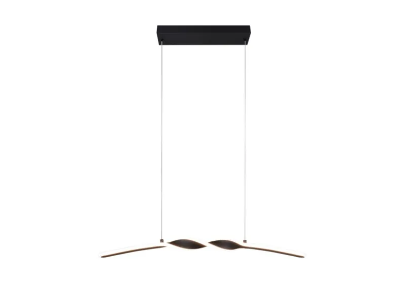 LED Pendelleuchte GINKO in Metall Schwarz geschwungen, Breite 79cm
