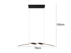 LED Pendelleuchte GINKO in Metall Schwarz geschwungen, Breite 79cm