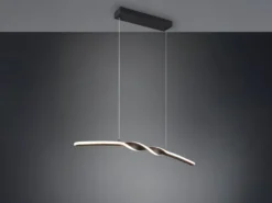 LED Pendelleuchte GINKO in Metall Schwarz geschwungen, Breite 79cm