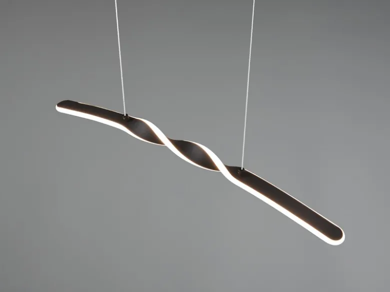 LED Pendelleuchte GINKO in Metall Schwarz geschwungen, Breite 79cm