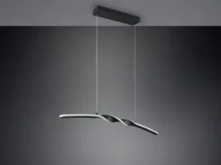 LED Pendelleuchte GINKO in Metall Schwarz geschwungen, Breite 79cm
