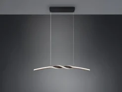 LED Pendelleuchte GINKO in Metall Schwarz geschwungen, Breite 79cm