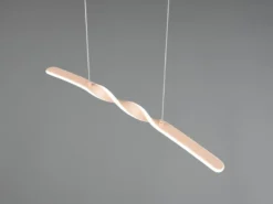 LED Pendelleuchte GINKO in Metall Beige geschwungen, Breite 79cm