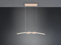 LED Pendelleuchte GINKO in Metall Beige geschwungen, Breite 79cm