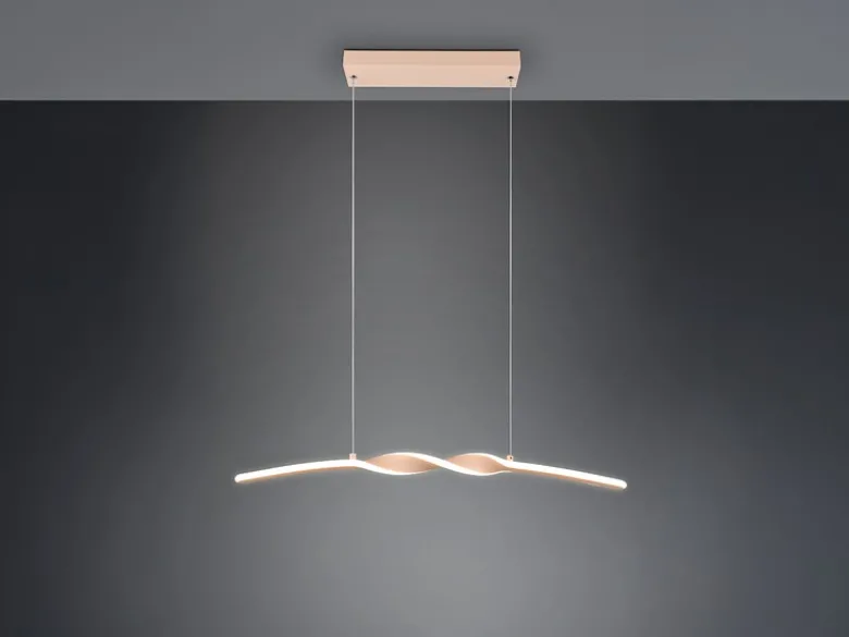 LED Pendelleuchte GINKO in Metall Beige geschwungen, Breite 79cm