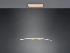 LED Pendelleuchte GINKO in Metall Beige geschwungen, Breite 79cm