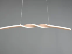 LED Pendelleuchte GINKO in Metall Beige geschwungen, Breite 79cm