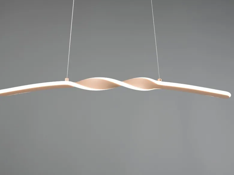 LED Pendelleuchte GINKO in Metall Beige geschwungen, Breite 79cm