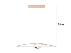 LED Pendelleuchte GINKO in Metall Beige geschwungen, Breite 79cm