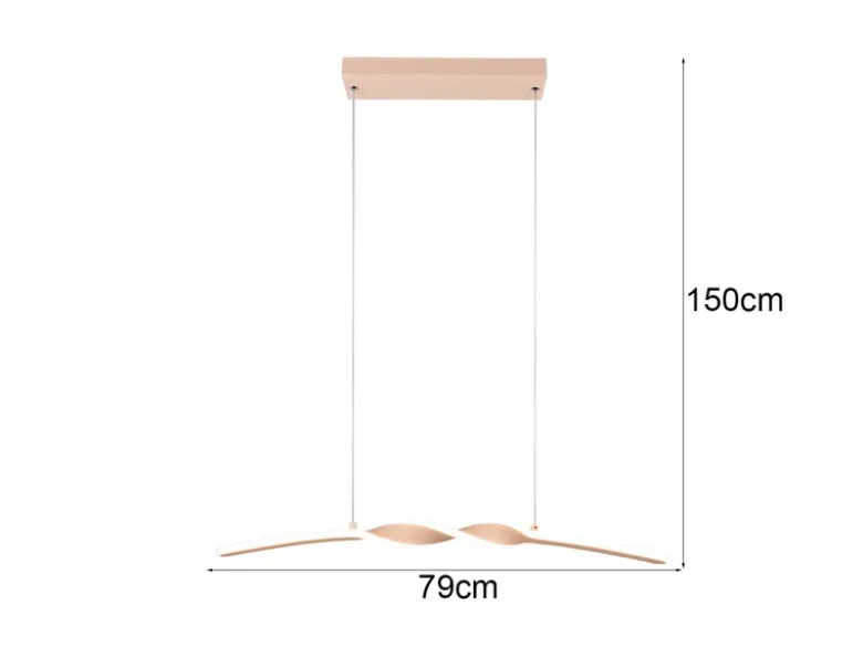 LED Pendelleuchte GINKO in Metall Beige geschwungen, Breite 79cm