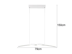 LED Pendelleuchte GINKO in Metall Weiß geschwungen, Breite 79cm