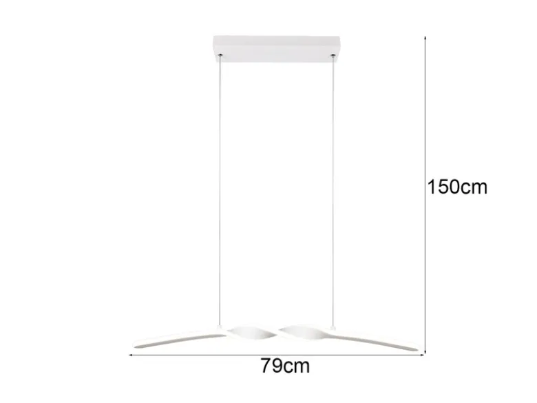 LED Pendelleuchte GINKO in Metall Weiß geschwungen, Breite 79cm