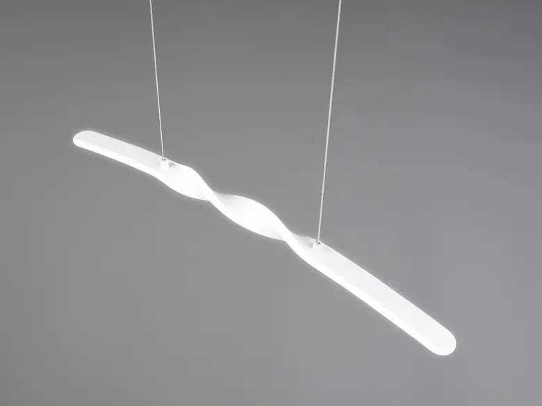 LED Pendelleuchte GINKO in Metall Weiß geschwungen, Breite 79cm