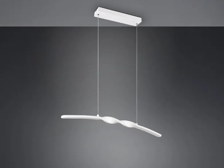 LED Pendelleuchte GINKO in Metall Weiß geschwungen, Breite 79cm