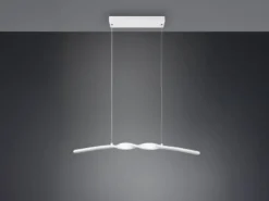LED Pendelleuchte GINKO in Metall Weiß geschwungen, Breite 79cm