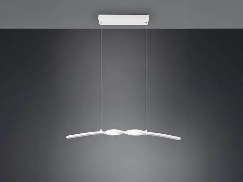 LED Pendelleuchte GINKO in Metall Weiß geschwungen, Breite 79cm