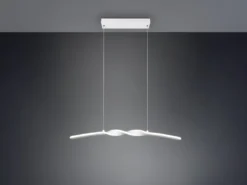 LED Pendelleuchte GINKO in Metall Weiß geschwungen, Breite 79cm