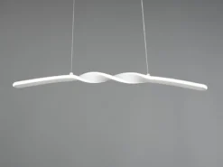 LED Pendelleuchte GINKO in Metall Weiß geschwungen, Breite 79cm