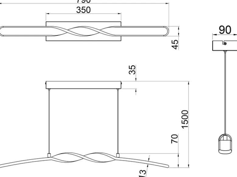 LED Pendelleuchte GINKO in Metall Weiß geschwungen, Breite 79cm