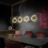 LED Pendelleuchte GISI 4-flammig Schwarz Gold dimmbar & Tageslicht, Breite 110cm