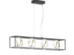 LED Pendelleuchte GISI 4-flammig Schwarz Gold dimmbar & Tageslicht, Breite 110cm