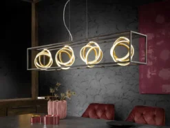LED Pendelleuchte GISI 4-flammig Schwarz Gold dimmbar & Tageslicht, Breite 110cm