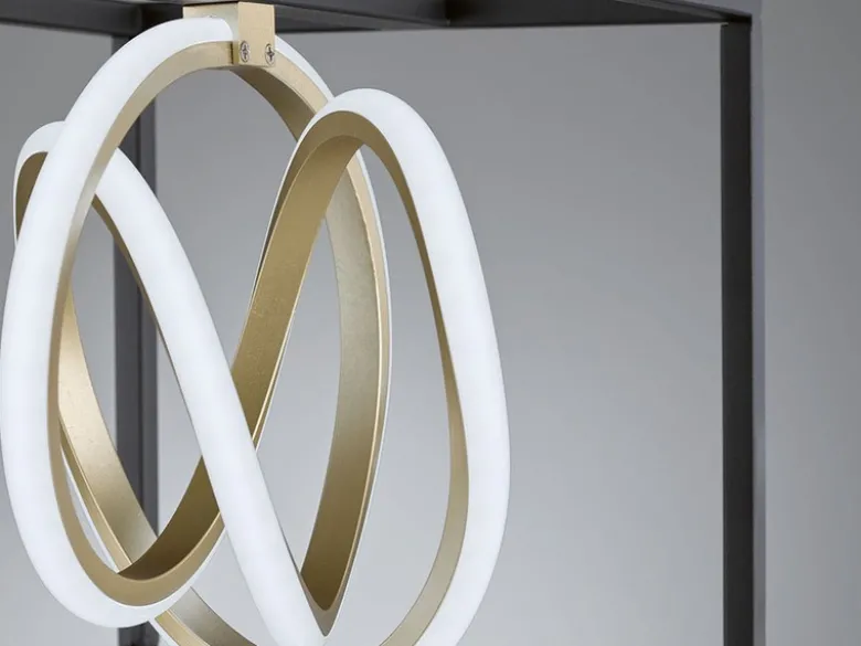 LED Pendelleuchte GISI Schwarz Gold dimmbar & Tageslicht, Breite 25cm
