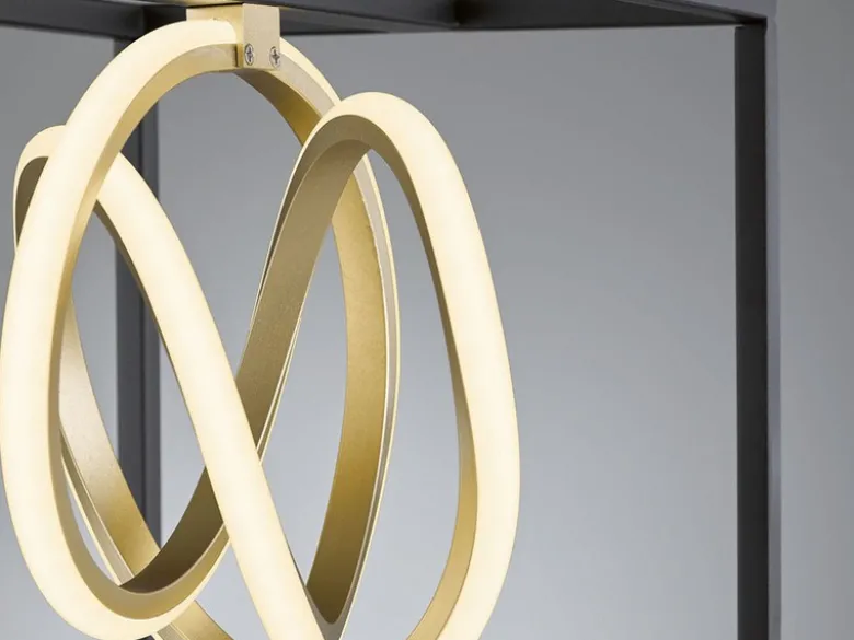 LED Pendelleuchte GISI Schwarz Gold dimmbar & Tageslicht, Breite 25cm