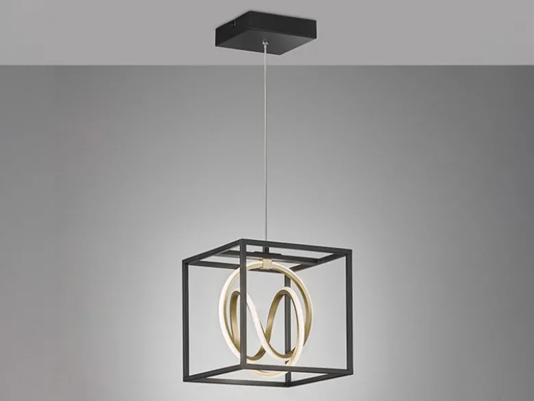 LED Pendelleuchte GISI Schwarz Gold dimmbar & Tageslicht, Breite 25cm