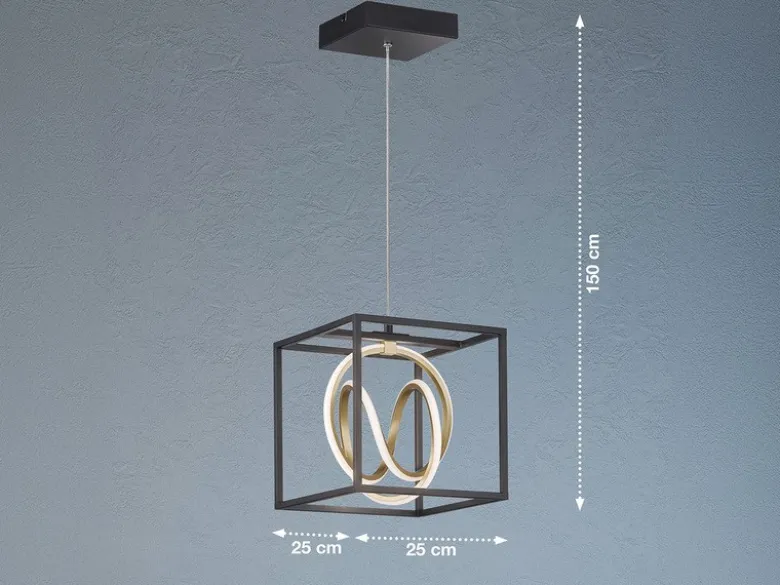 LED Pendelleuchte GISI Schwarz Gold dimmbar & Tageslicht, Breite 25cm