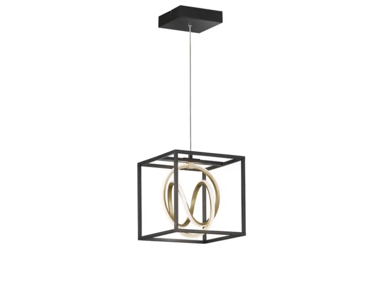 LED Pendelleuchte GISI Schwarz Gold dimmbar & Tageslicht, Breite 25cm