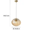 LED Pendelleuchte Glaskugel Wellenmuster Champagner, Ø 24,8cm