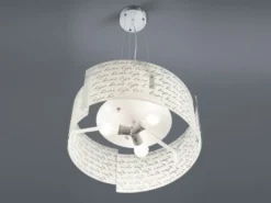 LED Pendelleuchte Glas Lampenschirm mit Schrift Dekor, Ø 50cm