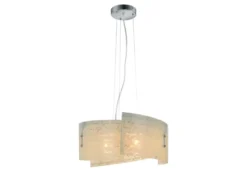 LED Pendelleuchte Glas Lampenschirm mit Schrift Dekor, Ø 50cm