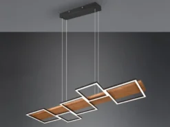 LED Pendelleuchte HARPER dimmbar Holzbrett naturbelassen, Breite 115cm