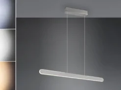 LED Pendelleuchte HELIOS Silber dimmbar & höhenverstellbar bis 150cm, B: 100cm